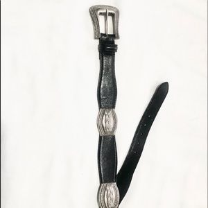 Black & Silver Western Leather Belt. 34-36 in.